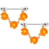 Gaby 14 Gauge 13/16 Orange Daisy Chain Dangle Nipple Ring Set