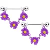 Gaby 14 Gauge 13/16 Purple Daisy Chain Dangle Nipple Ring Set
