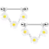 Gaby 14 Gauge 13/16 White Daisy Chain Dangle Nipple Ring Set