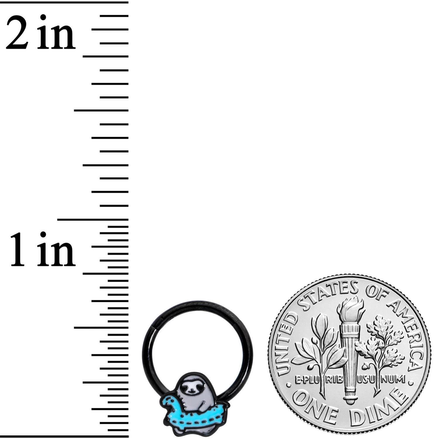 16 Gauge 3/8 Black Swimming Sloth Hinged Segment Ring 3 16 Gauge 3/8 Black Swimming Sloth Hinged Segment Ring - Image 3