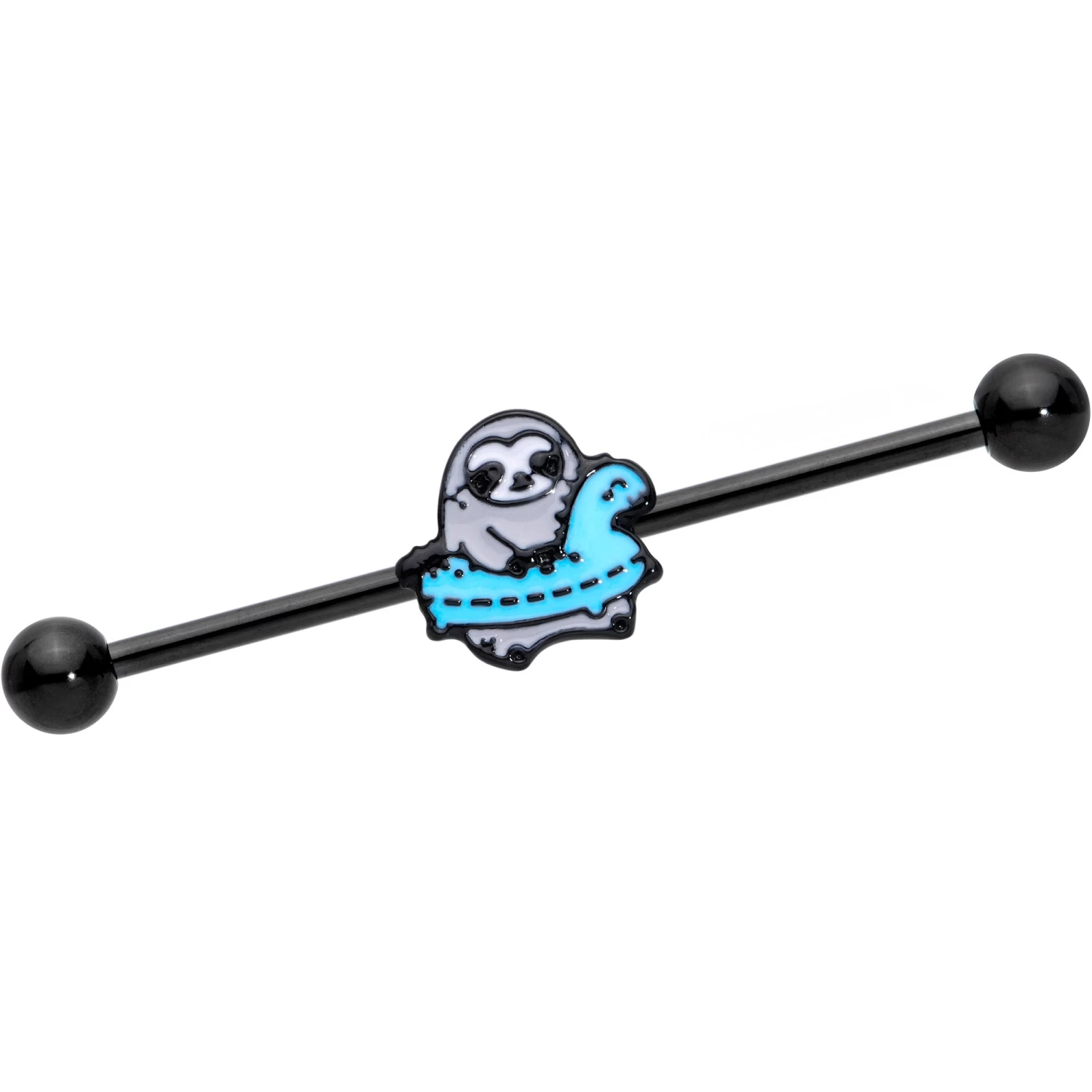 14 Gauge Black Swimming Sloth Industrial Barbell 38mm 1 14 Gauge Black Swimming Sloth Industrial Barbell 38mm