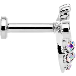 16 Gauge 1/4 Aurora CZ Gem Beauty Bee Internally Threaded Labret 6 16 Gauge 1/4 Aurora CZ Gem Beauty Bee Internally Threaded Labret -Body Jewelry Store 70756 SS.otherimage2