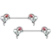 14 Gauge 5/8 Open Heart Rose Valentines Barbell Nipple Ring Set