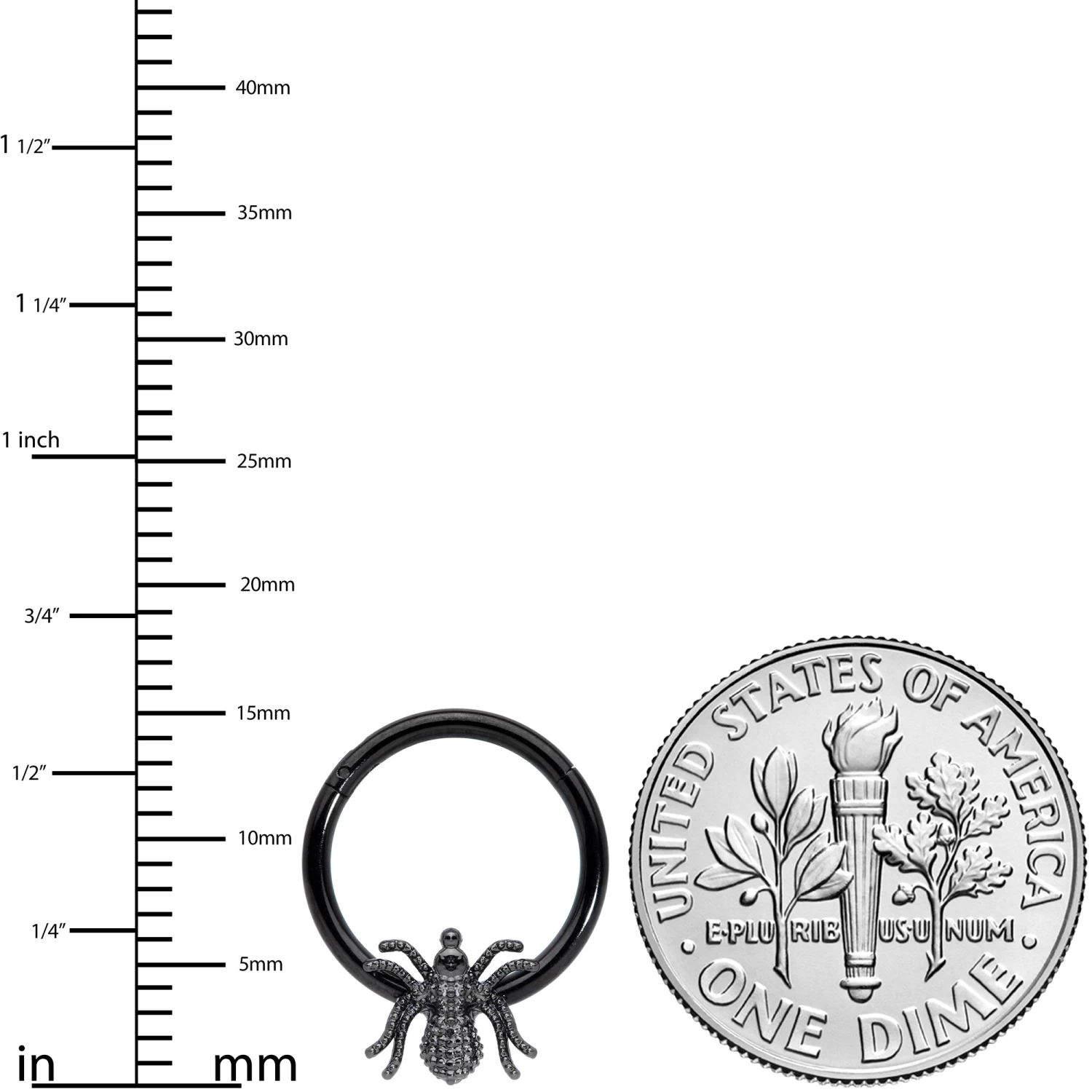 16 Gauge 3/8 Black Creepy Insect Halloween Hinged Segment Ring 3 16 Gauge 3/8 Black Creepy Insect Halloween Hinged Segment Ring - Image 3