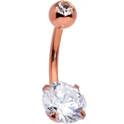 Gaby Aurora Clear Gem Rose Gold Tone Flower Belly Ring Set Of 3 -Body Jewelry Store 70900.otherimage3
