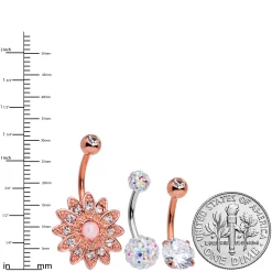 Gaby Aurora Clear Gem Rose Gold Tone Flower Belly Ring Set Of 3 -Body Jewelry Store 70900.otherimage4