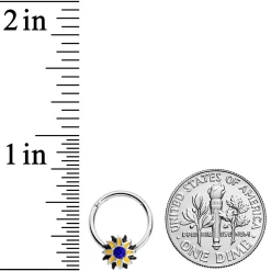 16 Gauge 3/8 Blue Faux Druzy Sunflower Hinged Segment Ring -Body Jewelry Store 70950.otherimage2
