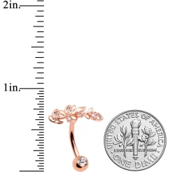 Clear Gem Rose Gold Tone Branch Leaf Belly Ring 5 Clear Gem Rose Gold Tone Branch Leaf Belly Ring -Body Jewelry Store 71044.otherimage1