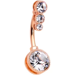 Gaby Clear CZ Gem Rose Gold Tone Elegance Belly Ring Set Of 3 -Body Jewelry Store 71063.otherimage2