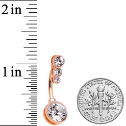 Gaby Clear CZ Gem Rose Gold Tone Elegance Belly Ring Set Of 3 -Body Jewelry Store 71063.otherimage4