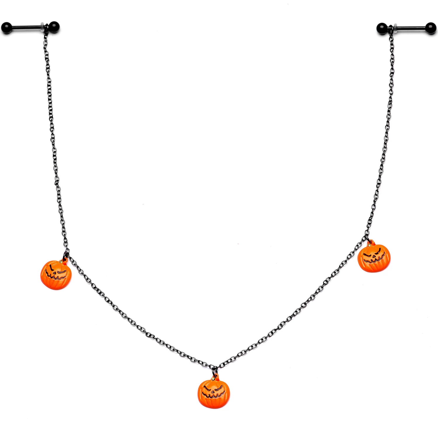 14 Gauge 9/16 Black Orange Pumpkin Halloween Dangle Nipple Chain 1 14 Gauge 9/16 Black Orange Pumpkin Halloween Dangle Nipple Chain