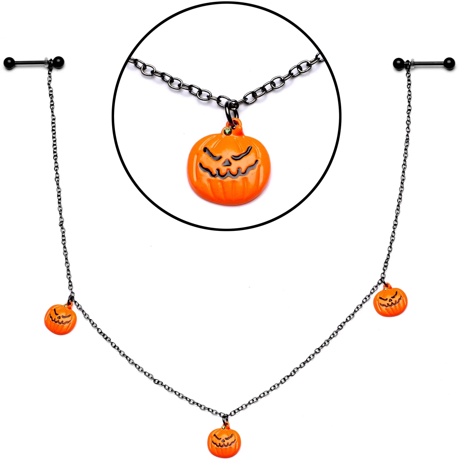 14 Gauge 9/16 Black Orange Pumpkin Halloween Dangle Nipple Chain 3 14 Gauge 9/16 Black Orange Pumpkin Halloween Dangle Nipple Chain - Image 3