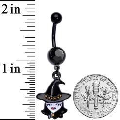 Black Gem Black Pretty Goth Witch Halloween Dangle Belly Ring -Body Jewelry Store 71141.otherimage1