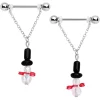 Gaby 14 Gauge 11/16 Aurora Gem Snowman Christmas Dangle Nipple Ring Set