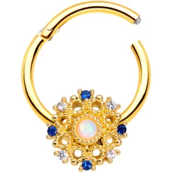 16 Gauge 3/8 Gold Tone White Synthetic Opal Sun Hinged Segment Ring 6 16 Gauge 3/8 Gold Tone White Synthetic Opal Sun Hinged Segment Ring -Body Jewelry Store 71199.otherimage1