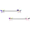 14 Gauge 5/8 Aurora Gem Simple Star Barbell Nipple Ring Set