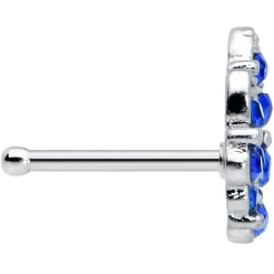 20 Gauge 1/4 Blue CZ Gem Fountain Nose Bone -Body Jewelry Store 71295.otherimage2