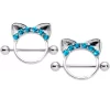 Gaby 14 Gauge 9/16 Aqua Gem Kitty Cat Ears Nipple Shield Set