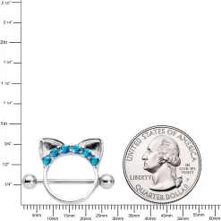 Gaby 14 Gauge 9/16 Aqua Gem Kitty Cat Ears Nipple Shield Set 5 Gaby 14 Gauge 9/16 Aqua Gem Kitty Cat Ears Nipple Shield Set -Body Jewelry Store 71365 AQ.otherimage2
