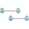 14 Gauge 9/16 Blue Easter Egg Chick Barbell Nipple Ring Set