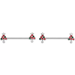 14 Gauge 11/16 Clear Red Green Gem Christmas Tree Nipple Ring Set 6 14 Gauge 11/16 Clear Red Green Gem Christmas Tree Nipple Ring Set -Body Jewelry Store 71396.otherimage2