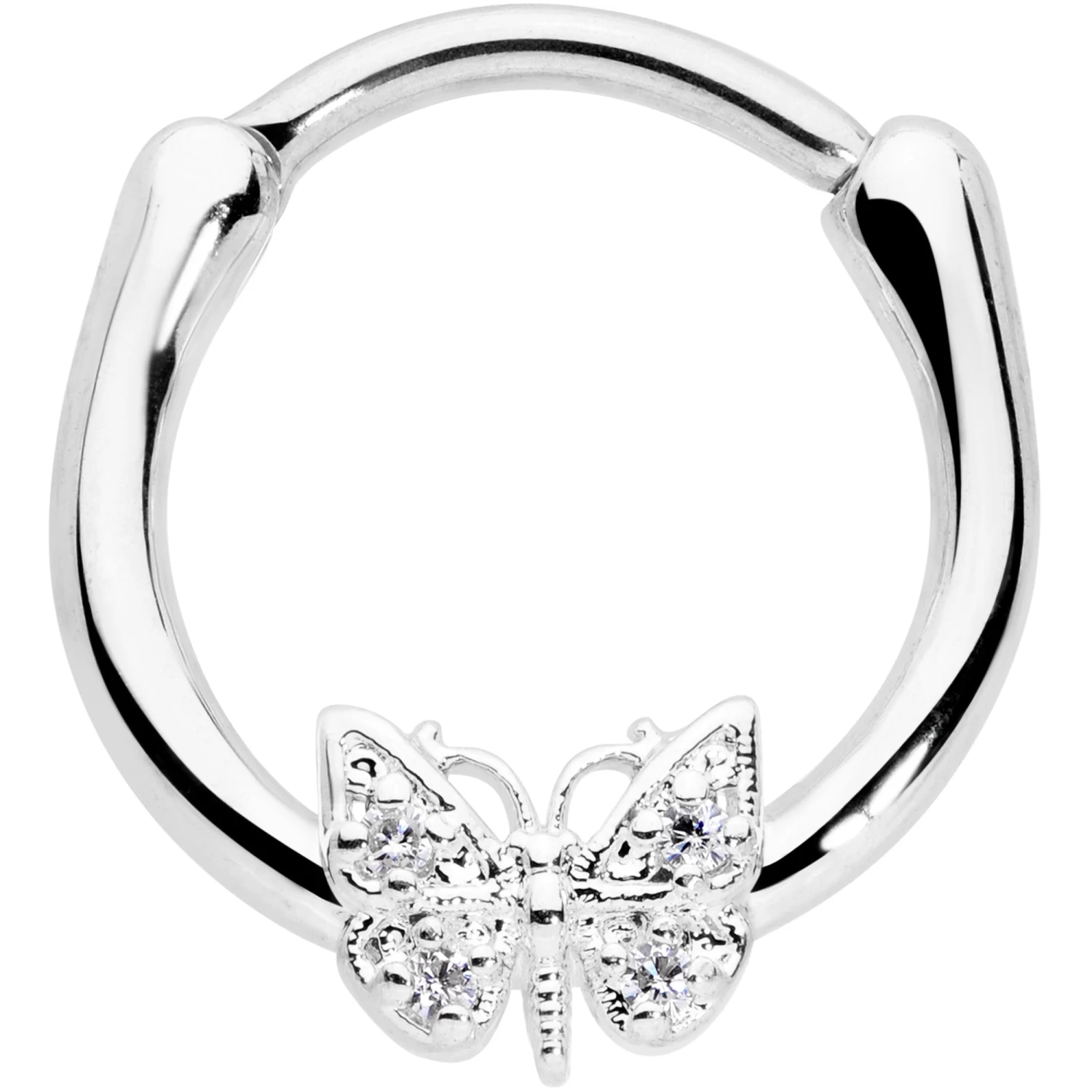 16 Gauge 3/8 Clear Gem Butterfly Cartilage Clicker 1 16 Gauge 3/8 Clear Gem Butterfly Cartilage Clicker