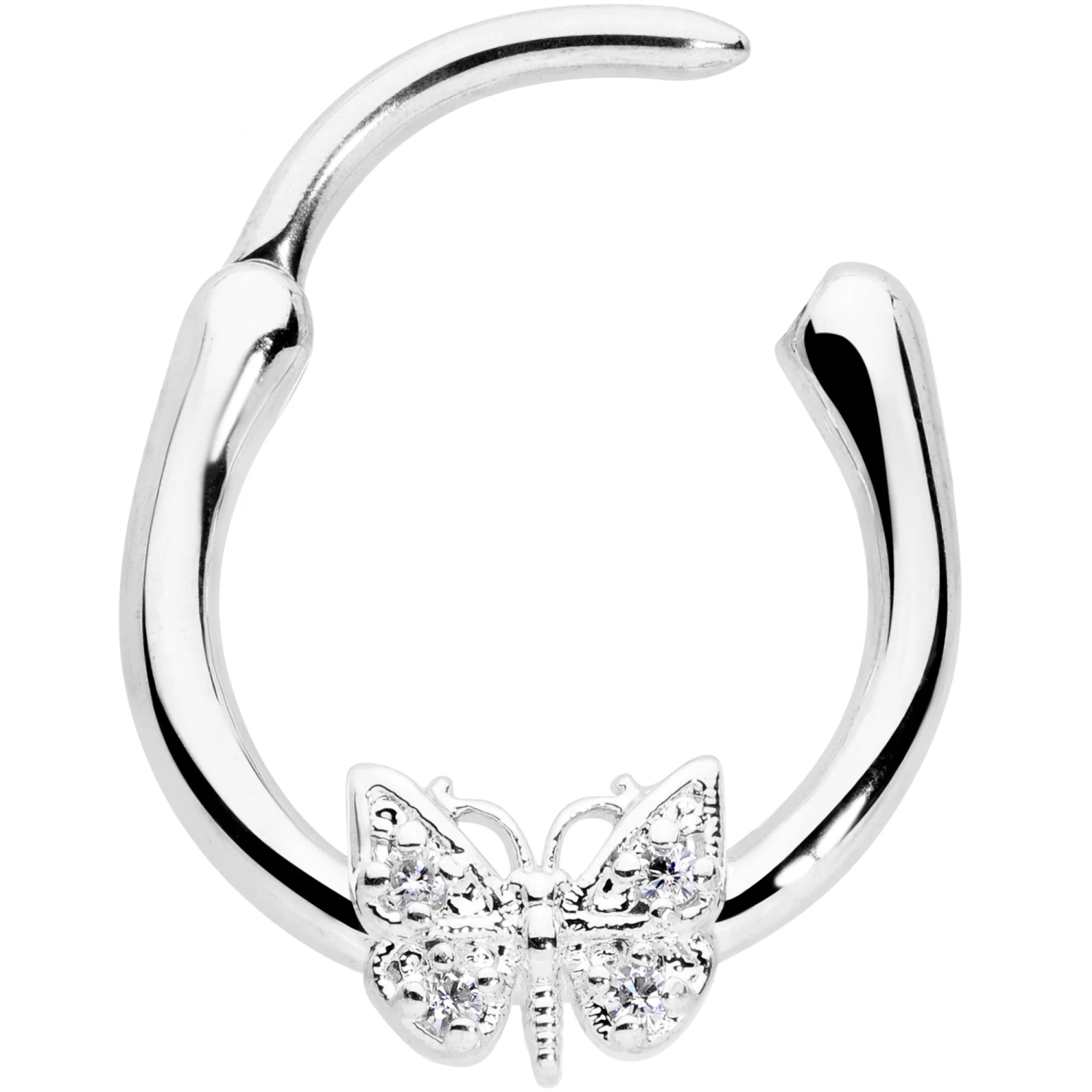 16 Gauge 3/8 Clear Gem Butterfly Cartilage Clicker 2 16 Gauge 3/8 Clear Gem Butterfly Cartilage Clicker - Image 2