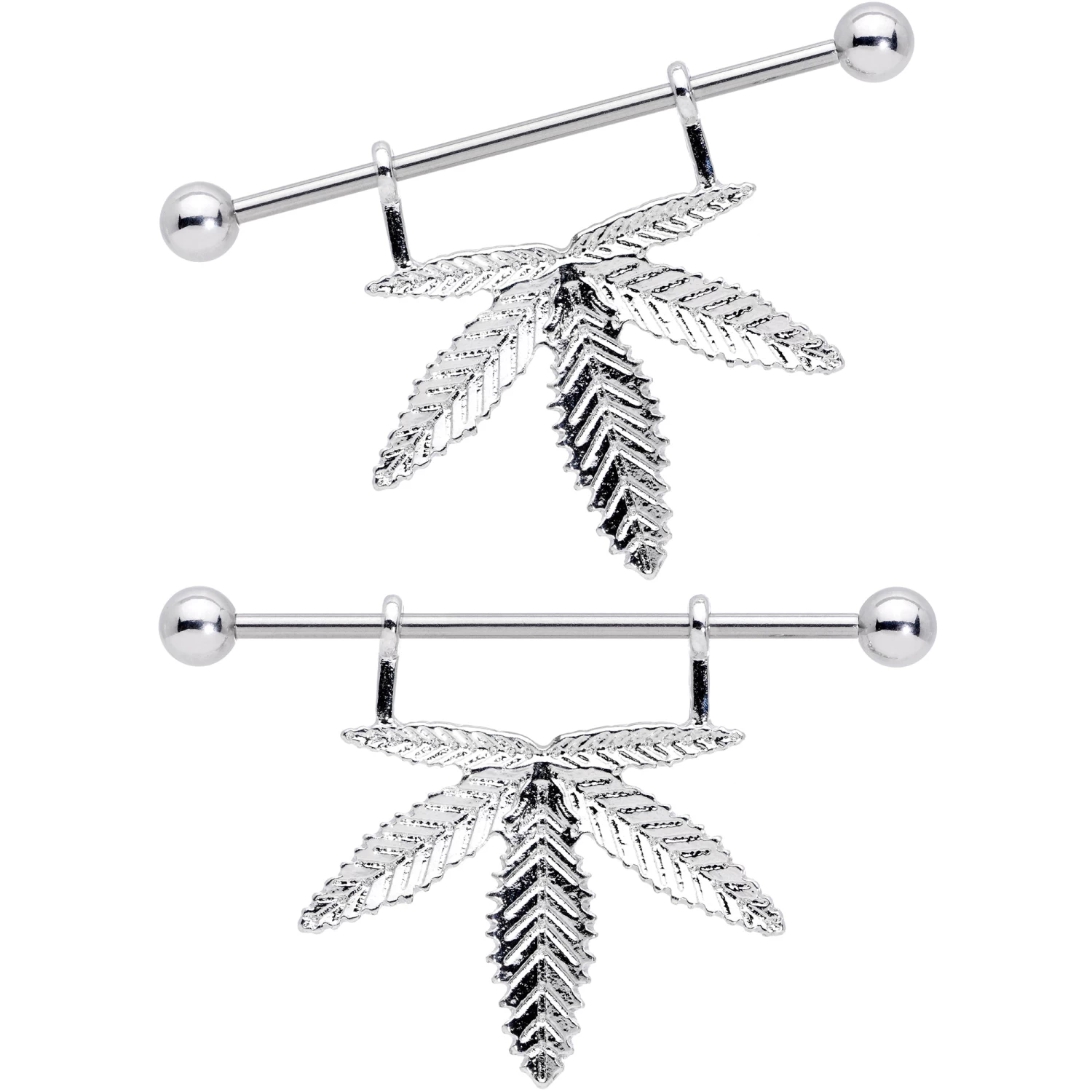 14 Gauge 11/16 Hanging Pot Leaf Dangle Nipple Shield Set 1 14 Gauge 11/16 Hanging Pot Leaf Dangle Nipple Shield Set