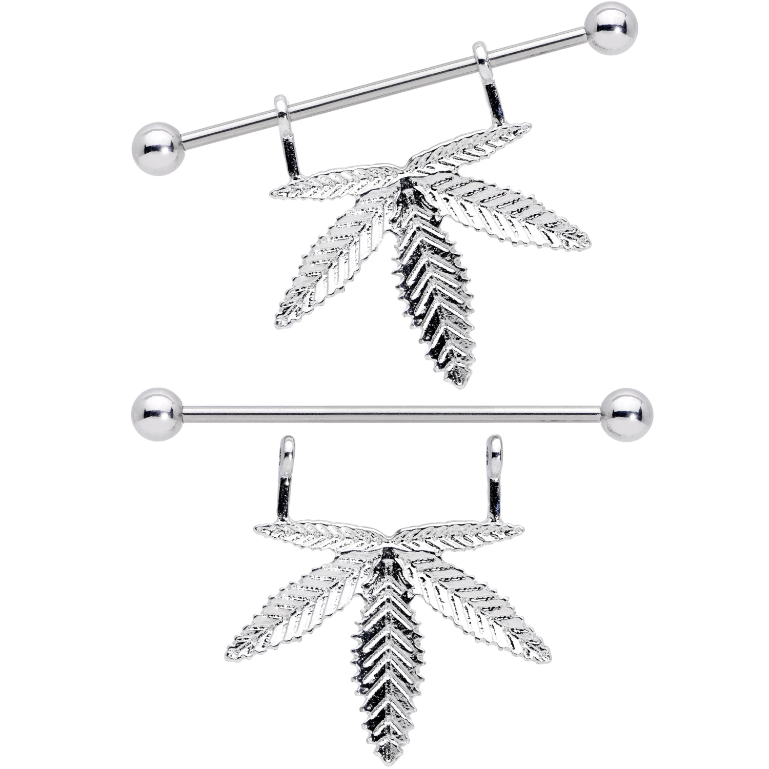 14 Gauge 11/16 Hanging Pot Leaf Dangle Nipple Shield Set 2 14 Gauge 11/16 Hanging Pot Leaf Dangle Nipple Shield Set - Image 2