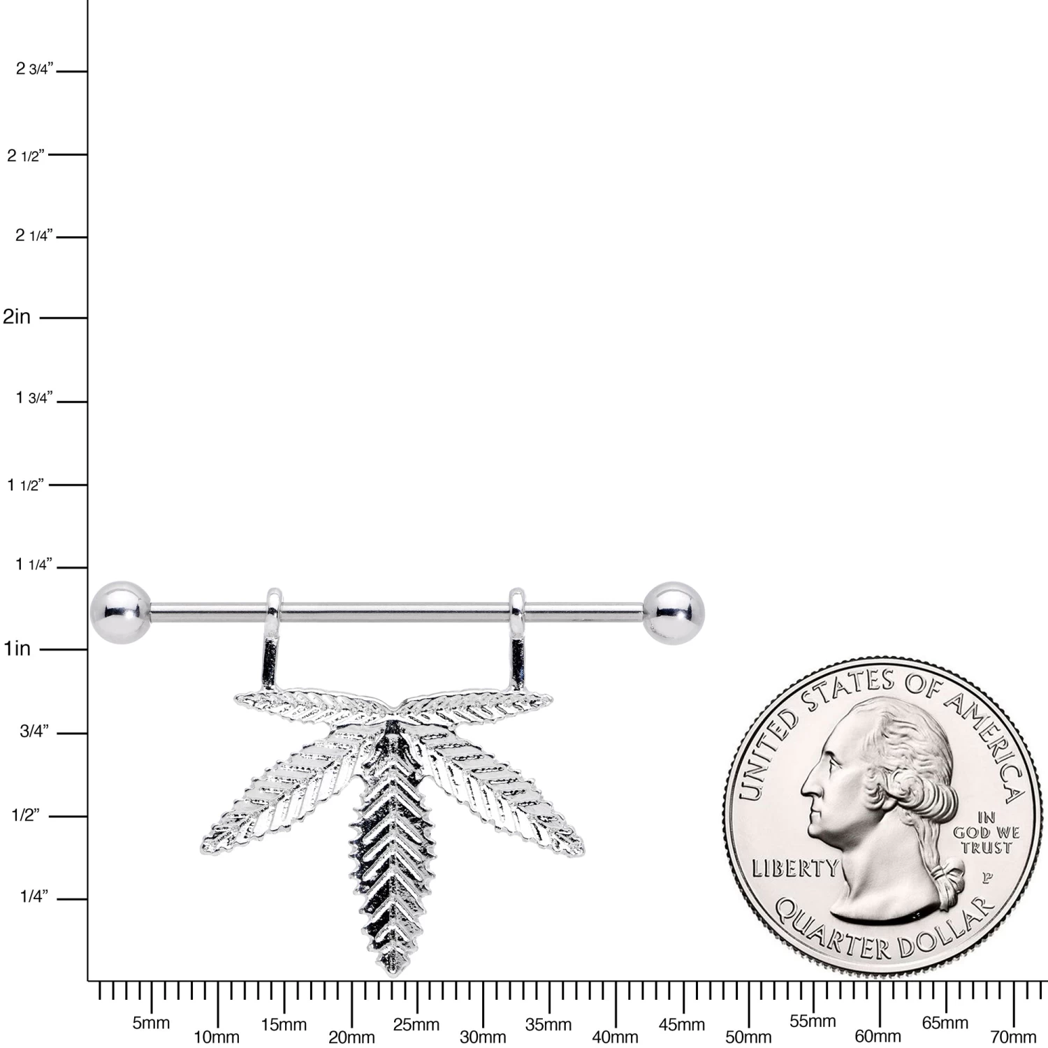 14 Gauge 11/16 Hanging Pot Leaf Dangle Nipple Shield Set 3 14 Gauge 11/16 Hanging Pot Leaf Dangle Nipple Shield Set - Image 3