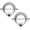 14 Gauge 3/4 Clear Blue Gem Evening Star Nipple Shield Set