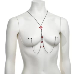 14 Gauge 9/16 Red Gem Vampire Lips Halloween Nipple Chain Necklace -Body Jewelry Store 71511.otherimage2