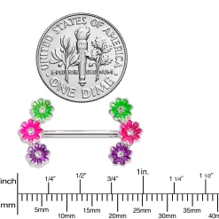14 Gauge 9/16 Clear Gem Garland Flower Barbell Nipple Ring Set -Body Jewelry Store 71536.otherimage2
