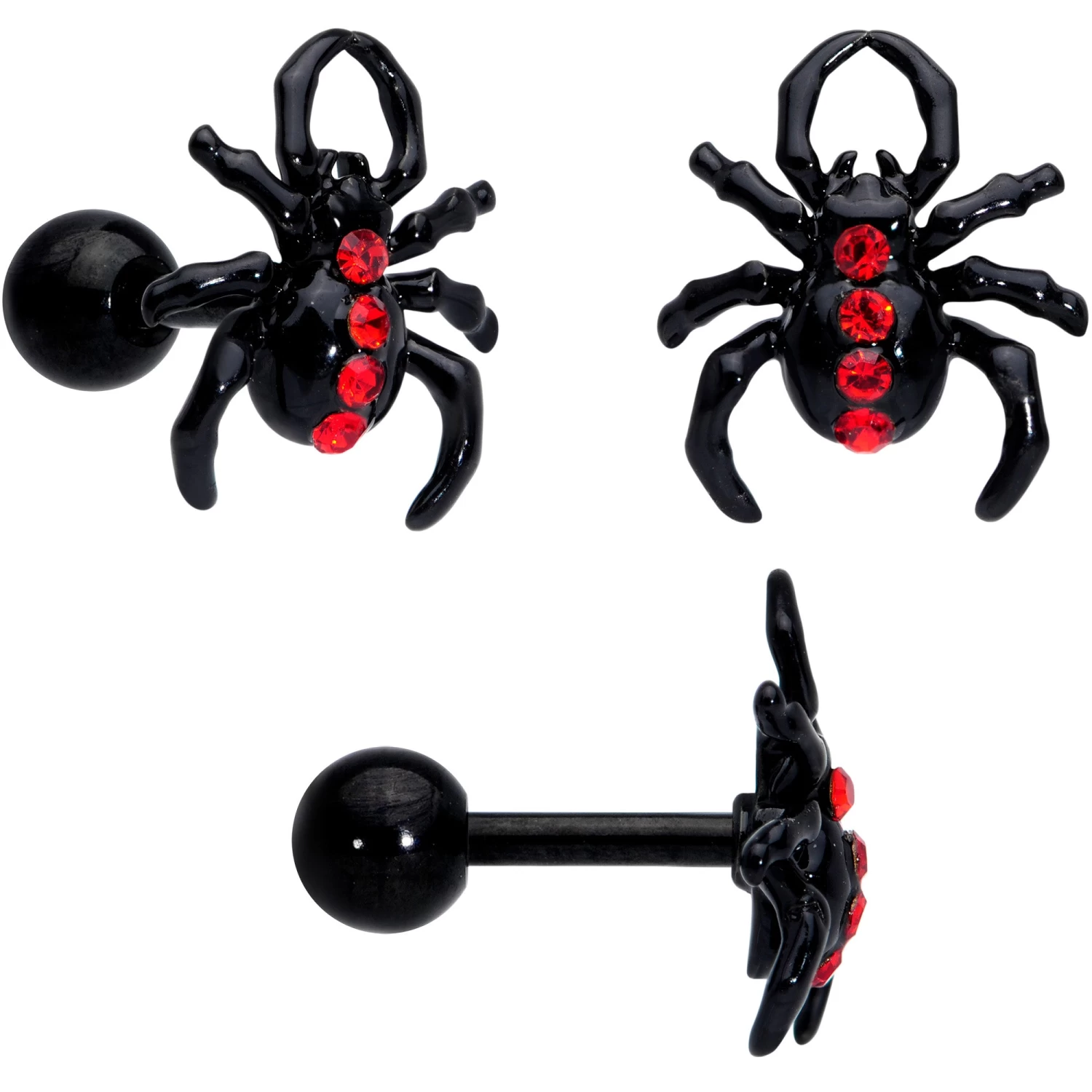 16 Gauge 20 Gauge Red Spider Halloween Cartilage Labret Nose Set Of 3 2 16 Gauge 20 Gauge Red Spider Halloween Cartilage Labret Nose Set Of 3 - Image 2