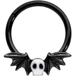 16 Gauge 3/8 Wing Skull Memento Mori Halloween Hinged Segment Ring