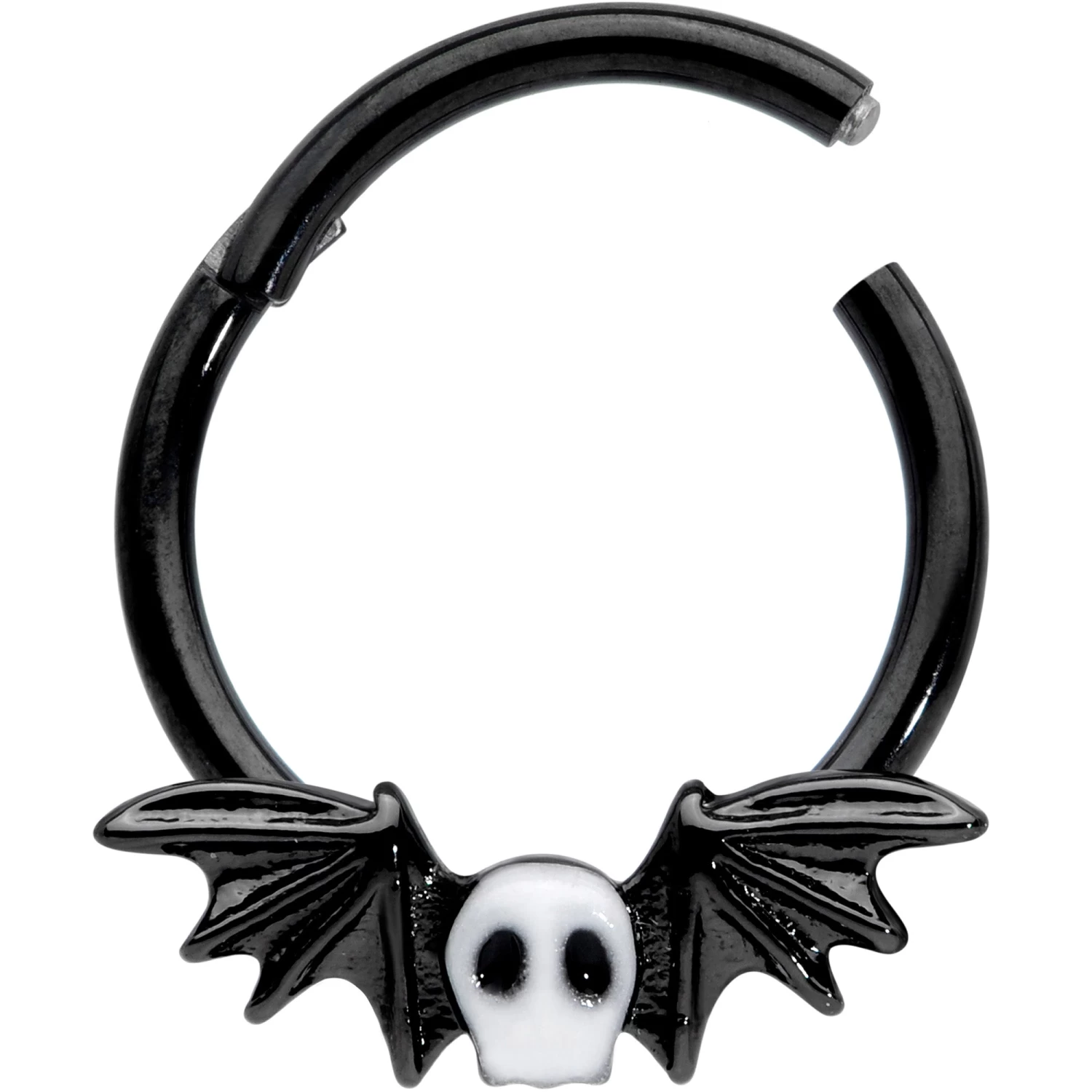 16 Gauge 3/8 Wing Skull Memento Mori Halloween Hinged Segment Ring 2 16 Gauge 3/8 Wing Skull Memento Mori Halloween Hinged Segment Ring - Image 2