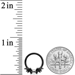 16 Gauge 3/8 Wing Skull Memento Mori Halloween Hinged Segment Ring 5 16 Gauge 3/8 Wing Skull Memento Mori Halloween Hinged Segment Ring -Body Jewelry Store 71582.otherimage2