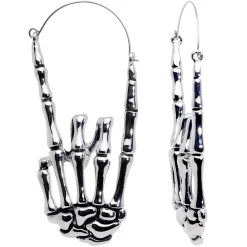 Skeleton Hands Devil Horn Tunnel Plug Earrings -Body Jewelry Store 71606.otherimage1