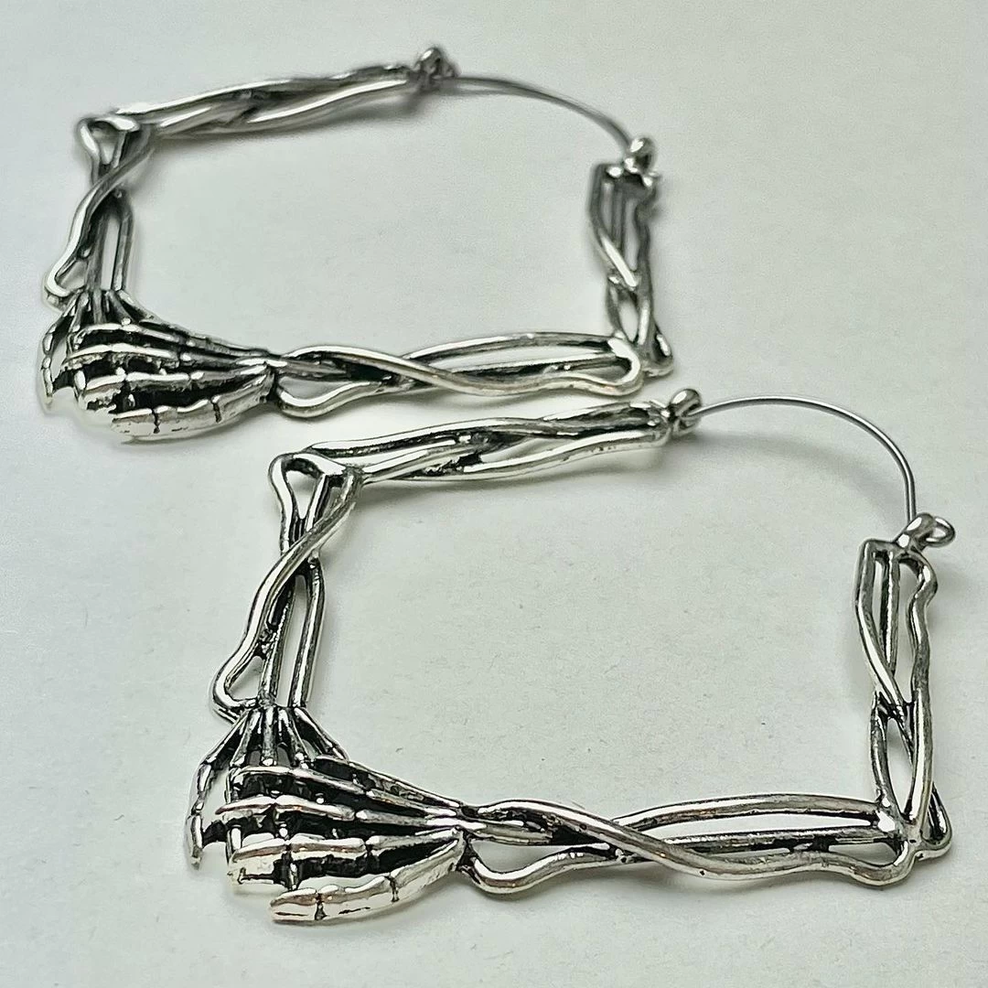 Skeletons Holding Hands Halloween Tunnel Plug Earrings 2 Skeletons Holding Hands Halloween Tunnel Plug Earrings - Image 2