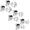 20 Gauge Clear CZ Gem 3mm To 5mm Post Stud Earring Set Of 3