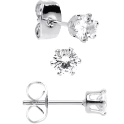 20 Gauge Clear CZ Gem 3mm To 5mm Post Stud Earring Set Of 3 9 20 Gauge Clear CZ Gem 3mm To 5mm Post Stud Earring Set Of 3 -Body Jewelry Store 71637.otherimage2