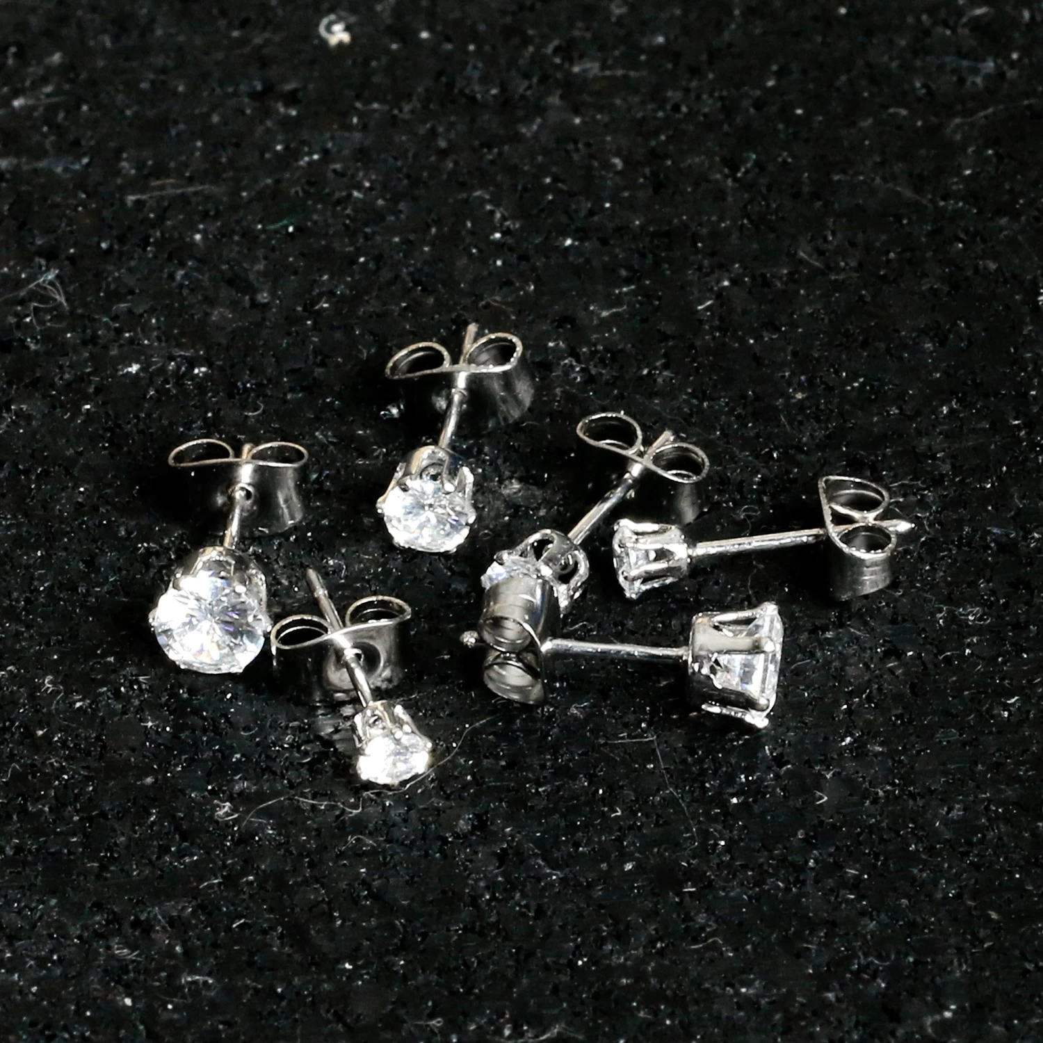 20 Gauge Clear CZ Gem 3mm To 5mm Post Stud Earring Set Of 3 7 20 Gauge Clear CZ Gem 3mm To 5mm Post Stud Earring Set Of 3 - Image 7
