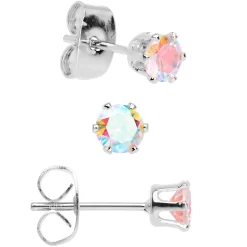 20 Gauge Aurora CZ Gem 3mm To 5mm Post Stud Earring Set Of 3 9 20 Gauge Aurora CZ Gem 3mm To 5mm Post Stud Earring Set Of 3 -Body Jewelry Store 71638.otherimage2
