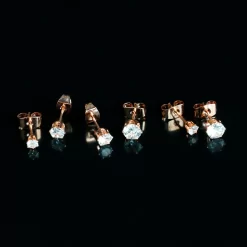 20 Gauge Clear CZ Gem Rose Gold Tone Post Stud Earring Set Of 3 -Body Jewelry Store 71639.otherimage7