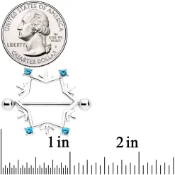 Gaby 14 Gauge 3/4 Aqua Gem Snowflake Christmas Nipple Shield Set 5 Gaby 14 Gauge 3/4 Aqua Gem Snowflake Christmas Nipple Shield Set -Body Jewelry Store 71673 AQ.otherimage1