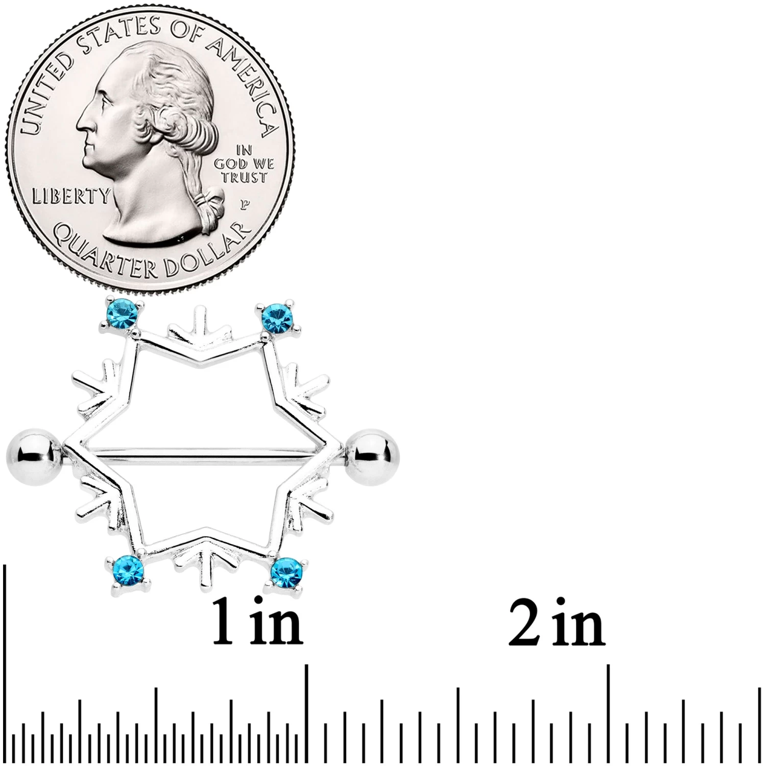 Gaby 14 Gauge 3/4 Aqua Gem Snowflake Christmas Nipple Shield Set 3 Gaby 14 Gauge 3/4 Aqua Gem Snowflake Christmas Nipple Shield Set - Image 3