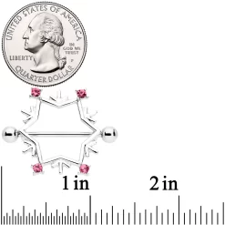 Gaby 14 Gauge 3/4 Pink Gem Snowflake Christmas Nipple Shield Set 5 Gaby 14 Gauge 3/4 Pink Gem Snowflake Christmas Nipple Shield Set -Body Jewelry Store 71673 PK.otherimage1