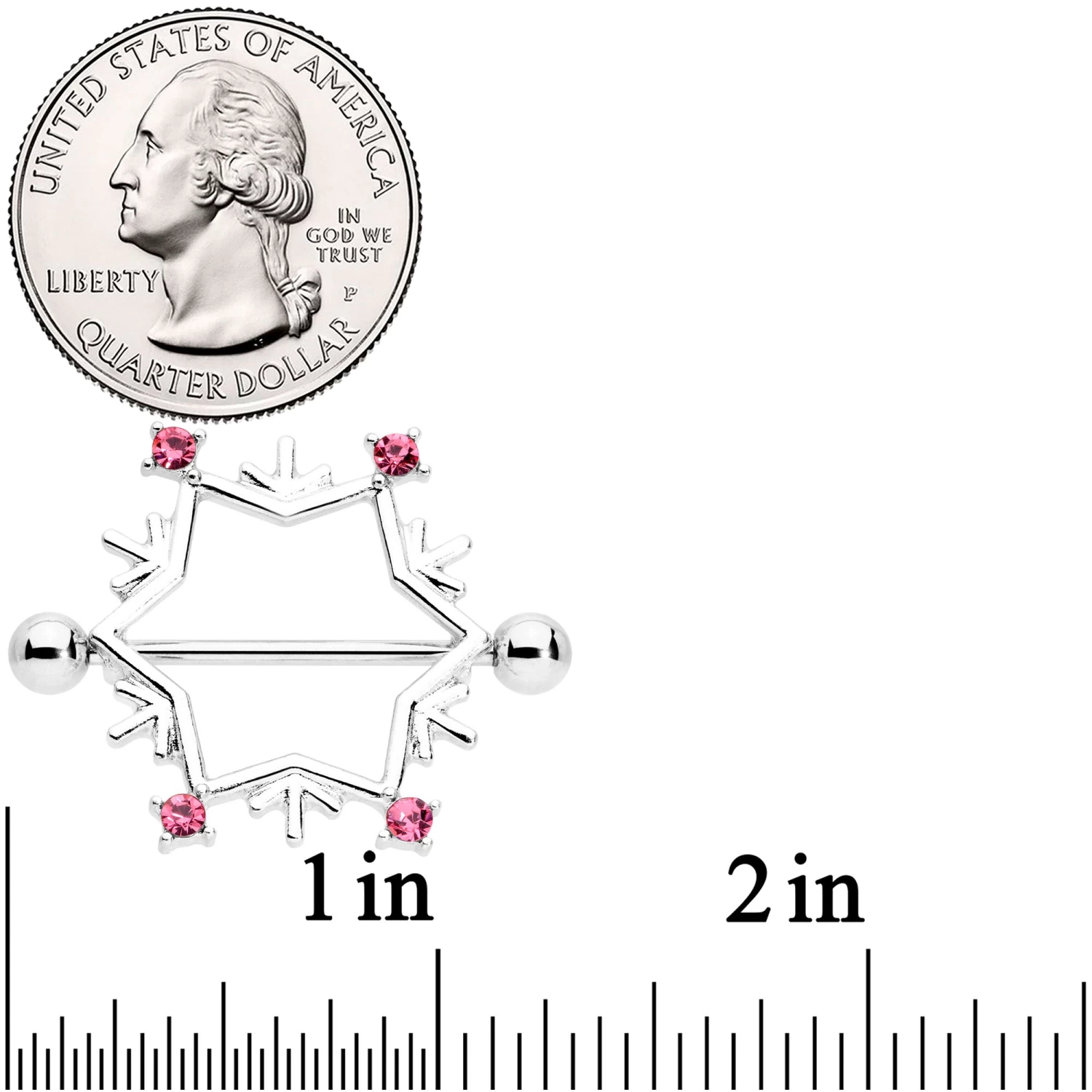 Gaby 14 Gauge 3/4 Pink Gem Snowflake Christmas Nipple Shield Set 3 Gaby 14 Gauge 3/4 Pink Gem Snowflake Christmas Nipple Shield Set - Image 3