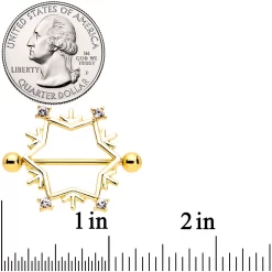 Gaby 14 Gauge 3/4 Clear Gem Gold Tone Snowflake Christmas Nipple Shield Set 5 Gaby 14 Gauge 3/4 Clear Gem Gold Tone Snowflake Christmas Nipple Shield Set -Body Jewelry Store 71760.otherimage1