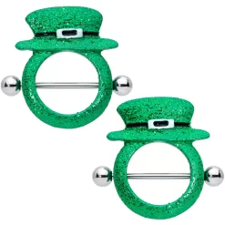 Gaby 14 Gauge 11/16 Top Hat Leprechaun St Patricks Day Nipple Shield Set